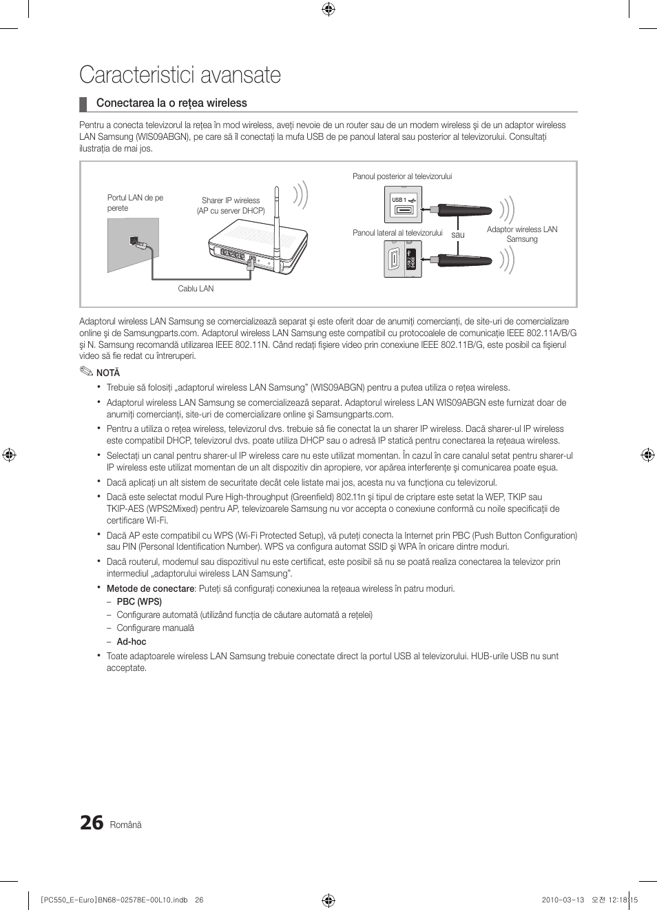 Caracteristici avansate | Samsung PS50C550G1W User Manual | Page 426 / 501