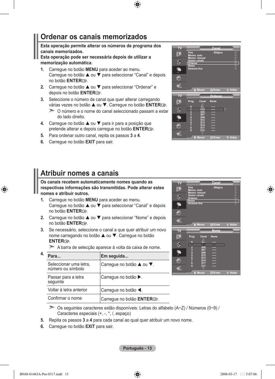 Atribuir nomes a canais | Samsung LE32A431T2 User Manual | Page 269 / 509