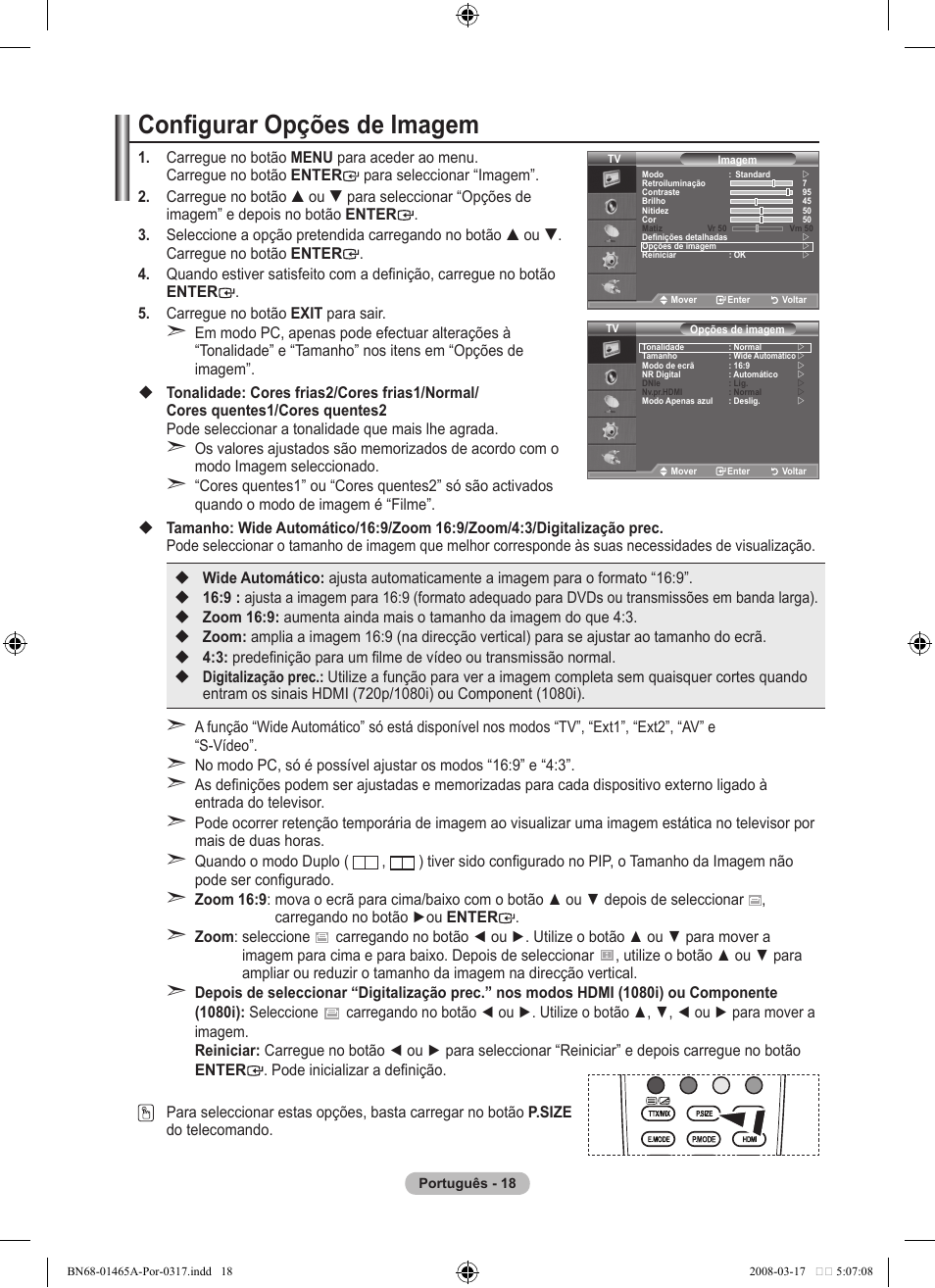 Configurar opções de imagem | Samsung LE32A431T2 User Manual | Page 274 / 509