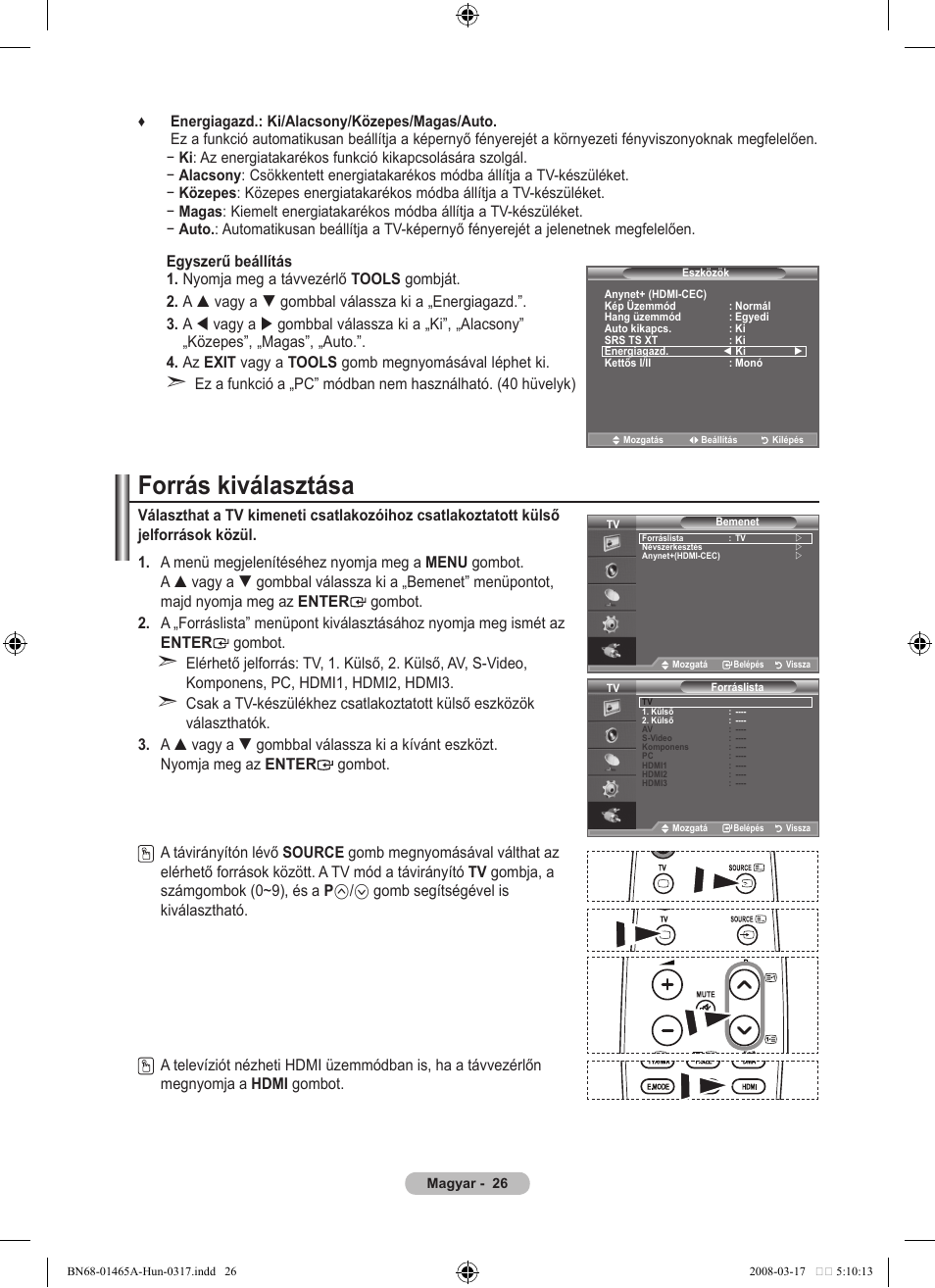 Forrás kiválasztása | Samsung LE32A431T2 User Manual | Page 324 / 509
