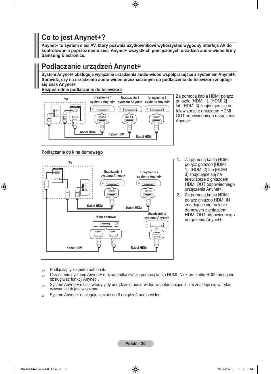 Podłączanie urządzeń anynet, Co to jest anynet | Samsung LE32A431T2 User Manual | Page 370 / 509