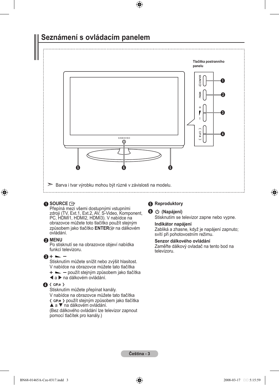 Seznámení s ovládacím panelem | Samsung LE32A431T2 User Manual | Page 385 / 509