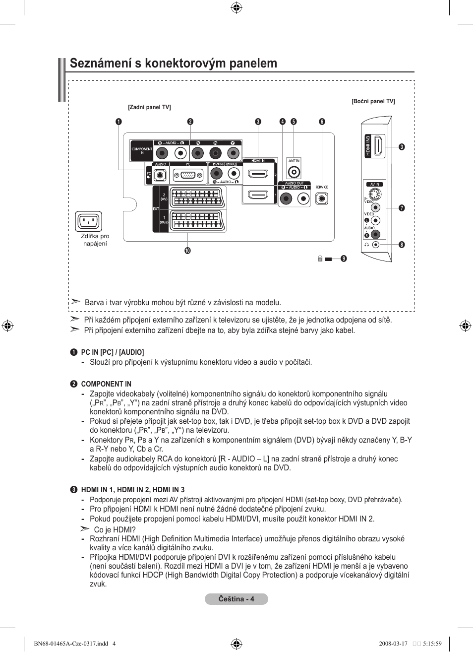 Seznámení s konektorovým panelem | Samsung LE32A431T2 User Manual | Page 386 / 509