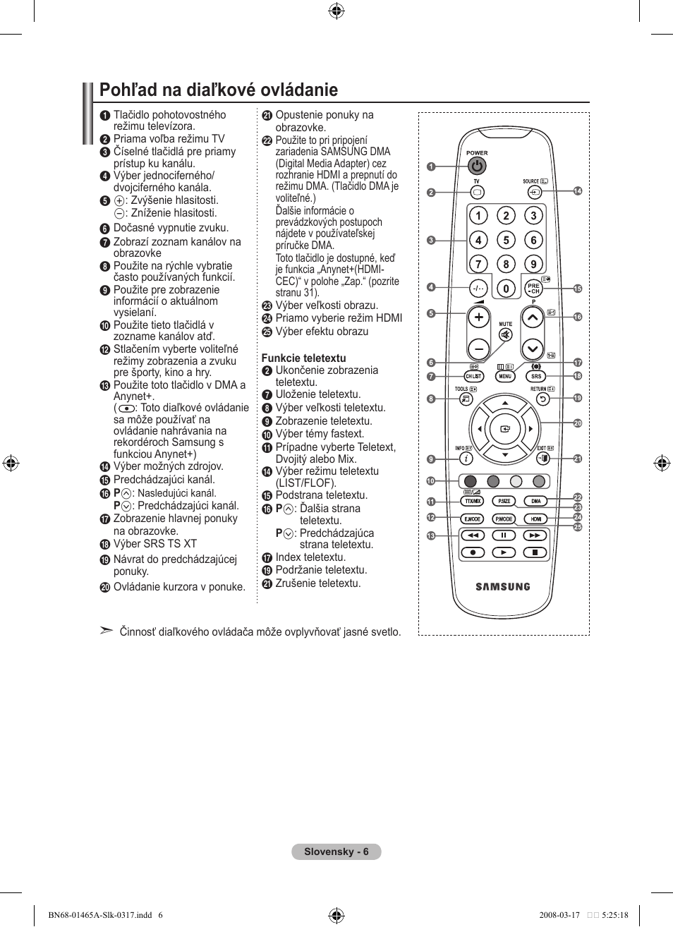 Pohľad na diaľkové ovládanie | Samsung LE32A431T2 User Manual | Page 430 / 509