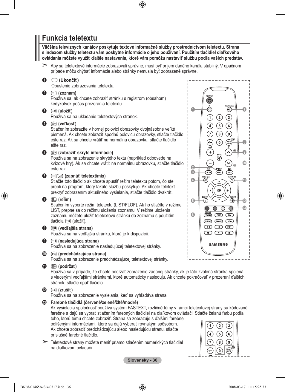 Funkcia teletextu | Samsung LE32A431T2 User Manual | Page 460 / 509