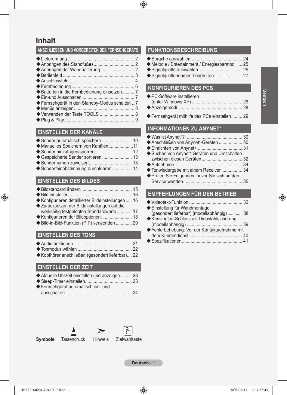 Inhalt | Samsung LE32A431T2 User Manual | Page 87 / 509