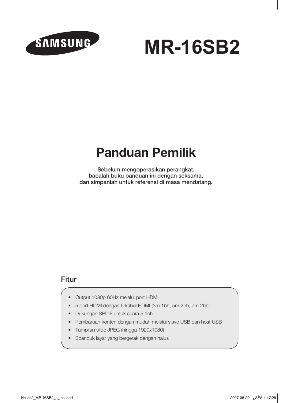 Mr-16sb2, Panduan pemilik | Samsung MR-16SB2 User Manual | Page 121 / 151