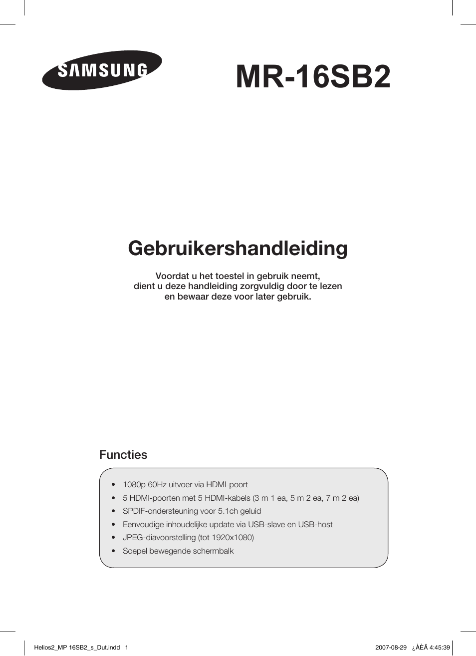 Mr-16sb2, Gebruikershandleiding | Samsung MR-16SB2 User Manual | Page 61 / 151