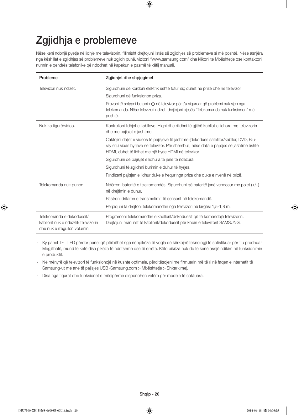 Zgjidhja e problemeve | Samsung UE55HU7500L User Manual | Page 260 / 385