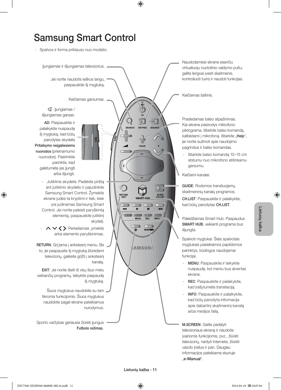 Samsung smart control | Samsung UE55HU7500L User Manual | Page 347 / 385