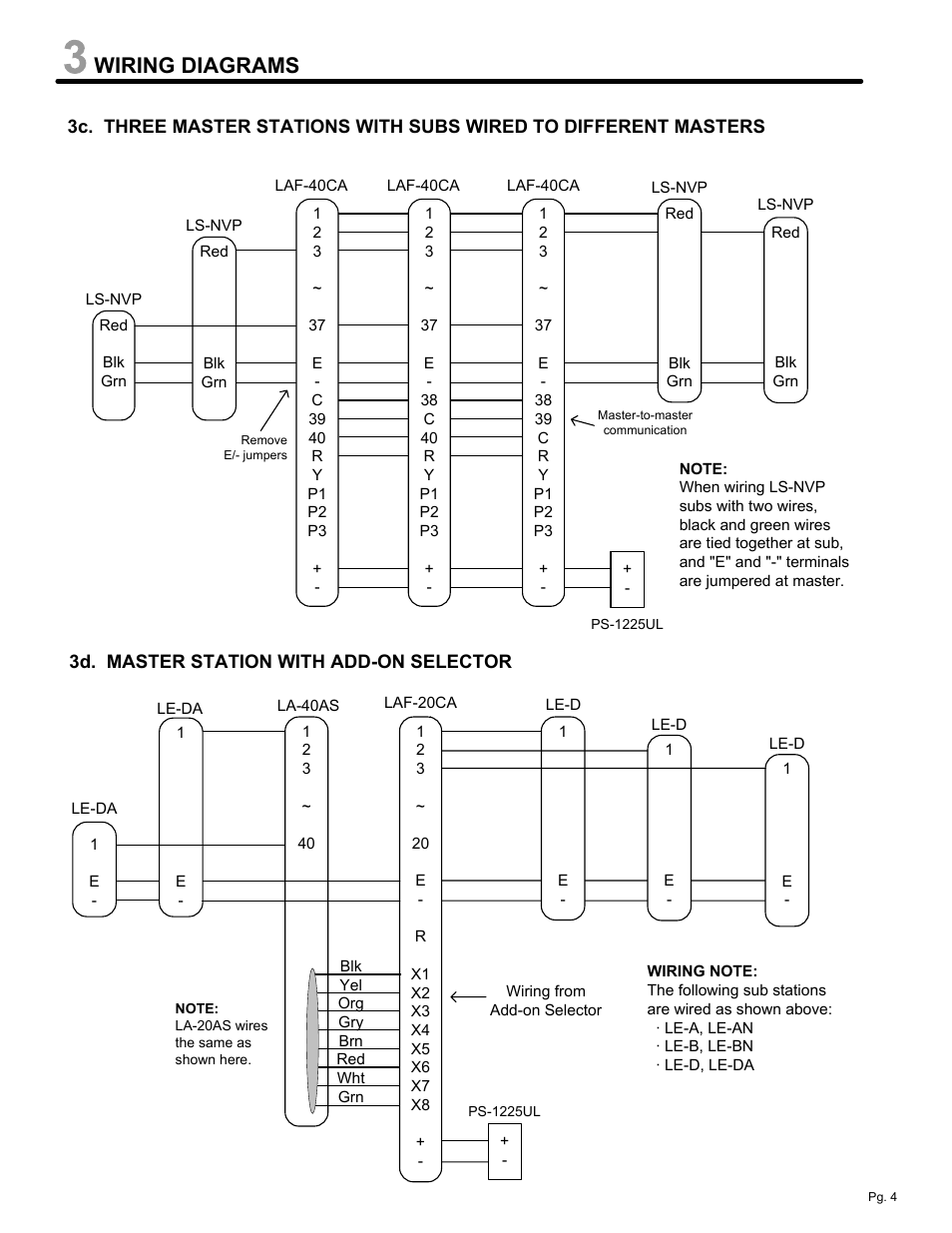Wiring diagrams | Aiphone LAF-C CONSOLE MASTER LAF-20CA User Manual | Page 4 / 8
