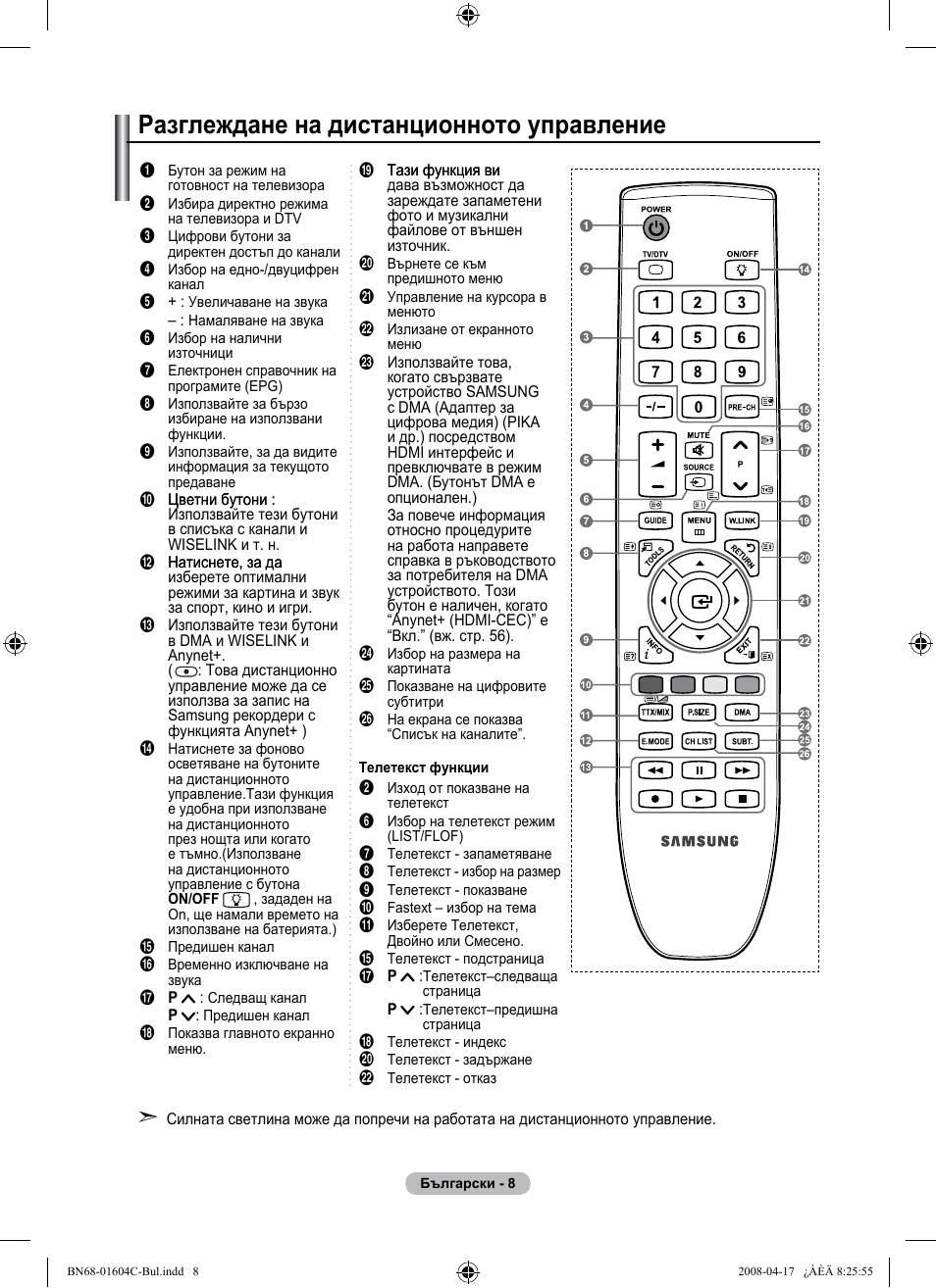 Разглеждане на дистанционното управление | Samsung LE37A616A3F User Manual | Page 282 / 614
