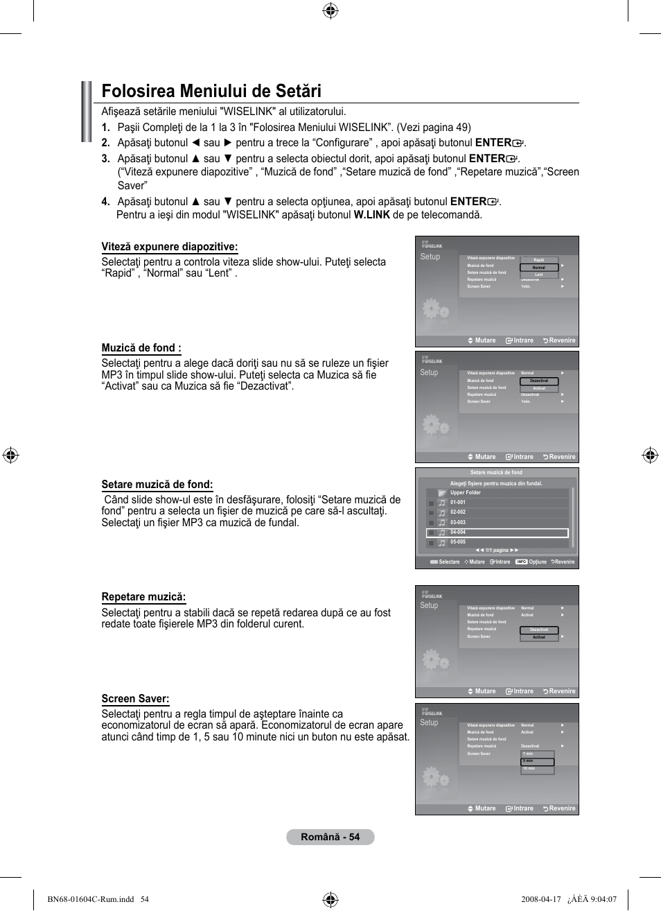 Folosirea meniului de setări, Română | Samsung LE37A616A3F User Manual | Page 600 / 614
