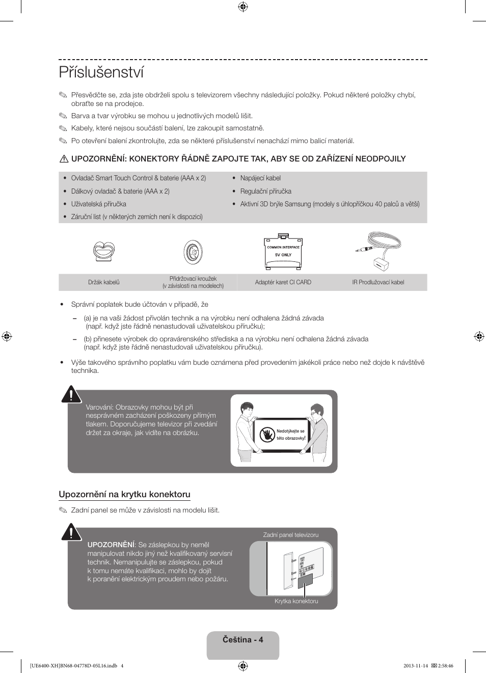 Příslušenství | Samsung UE40F6400AK User Manual | Page 148 / 385