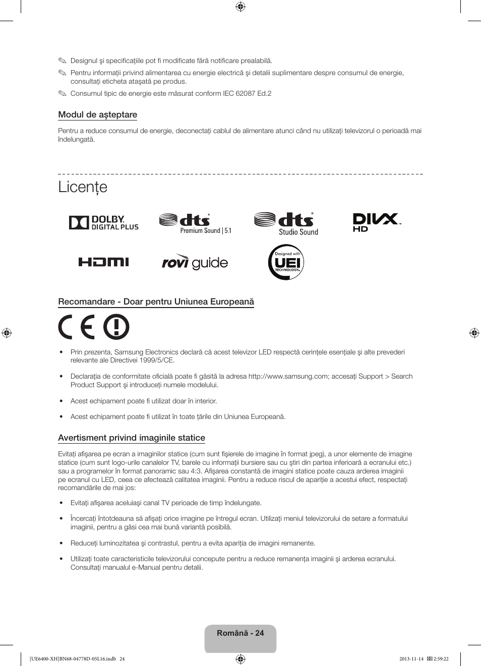 Licenţe | Samsung UE40F6400AK User Manual | Page 216 / 385
