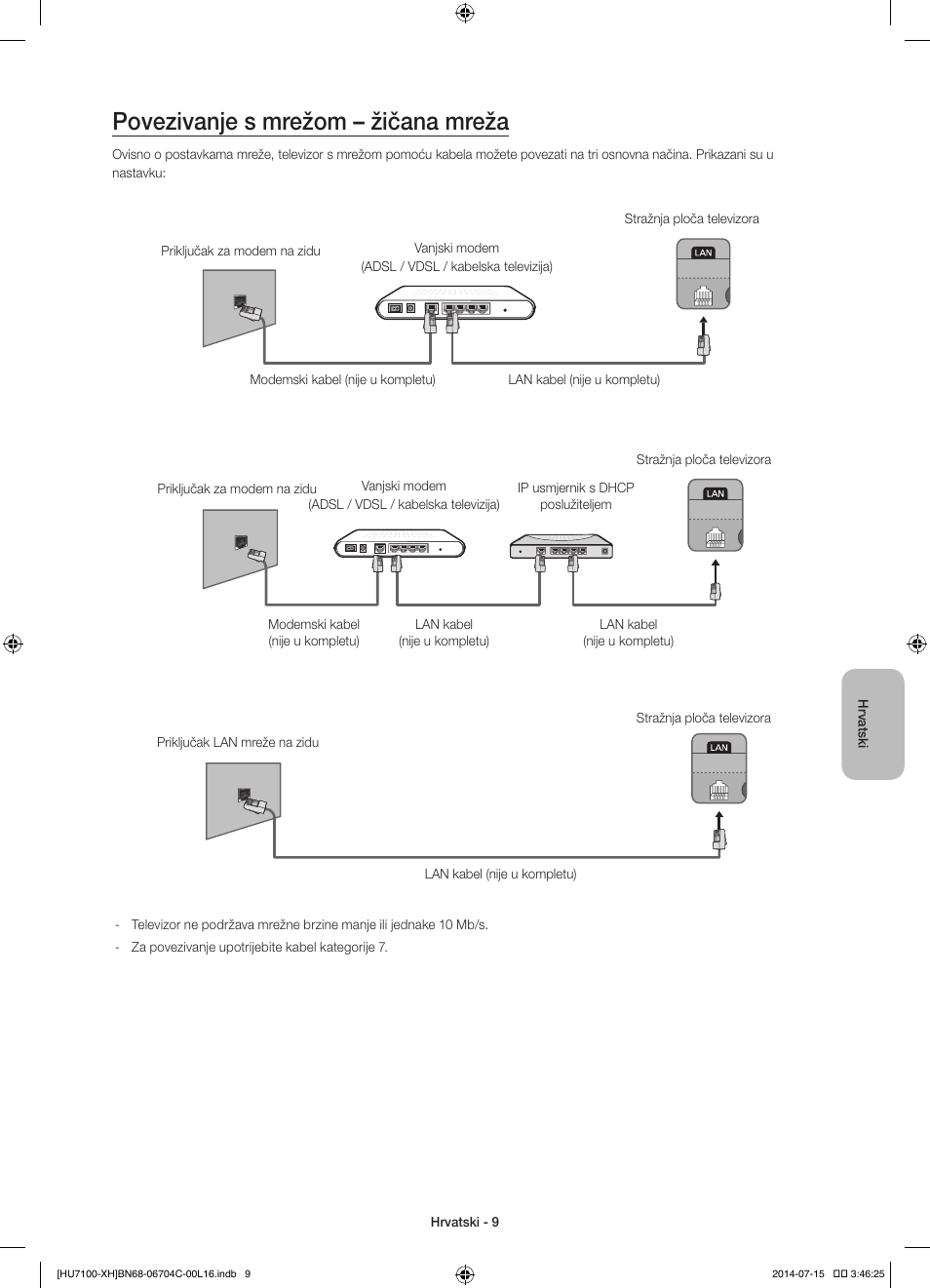 Povezivanje s mrežom – žičana mreža | Samsung UE55HU7100S User Manual | Page 109 / 322