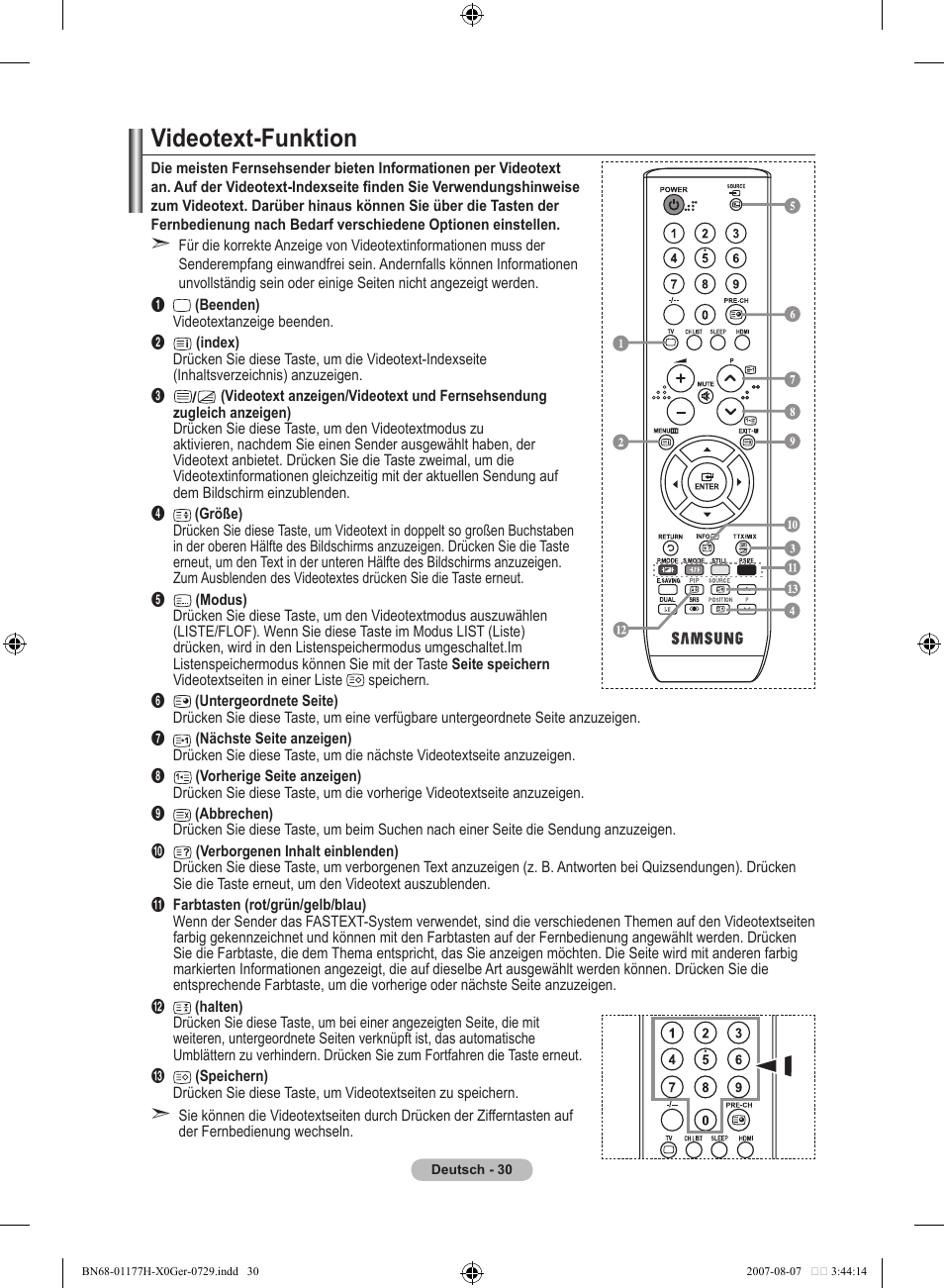 Videotext-funktion | Samsung LE22S81B User Manual | Page 108 / 461