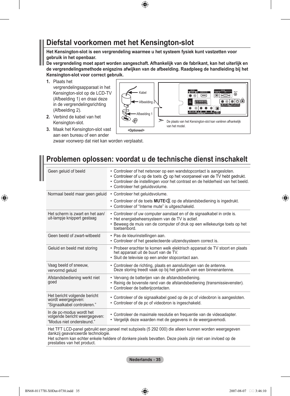 Diefstal voorkomen met het kensington-slot | Samsung LE22S81B User Manual | Page 151 / 461