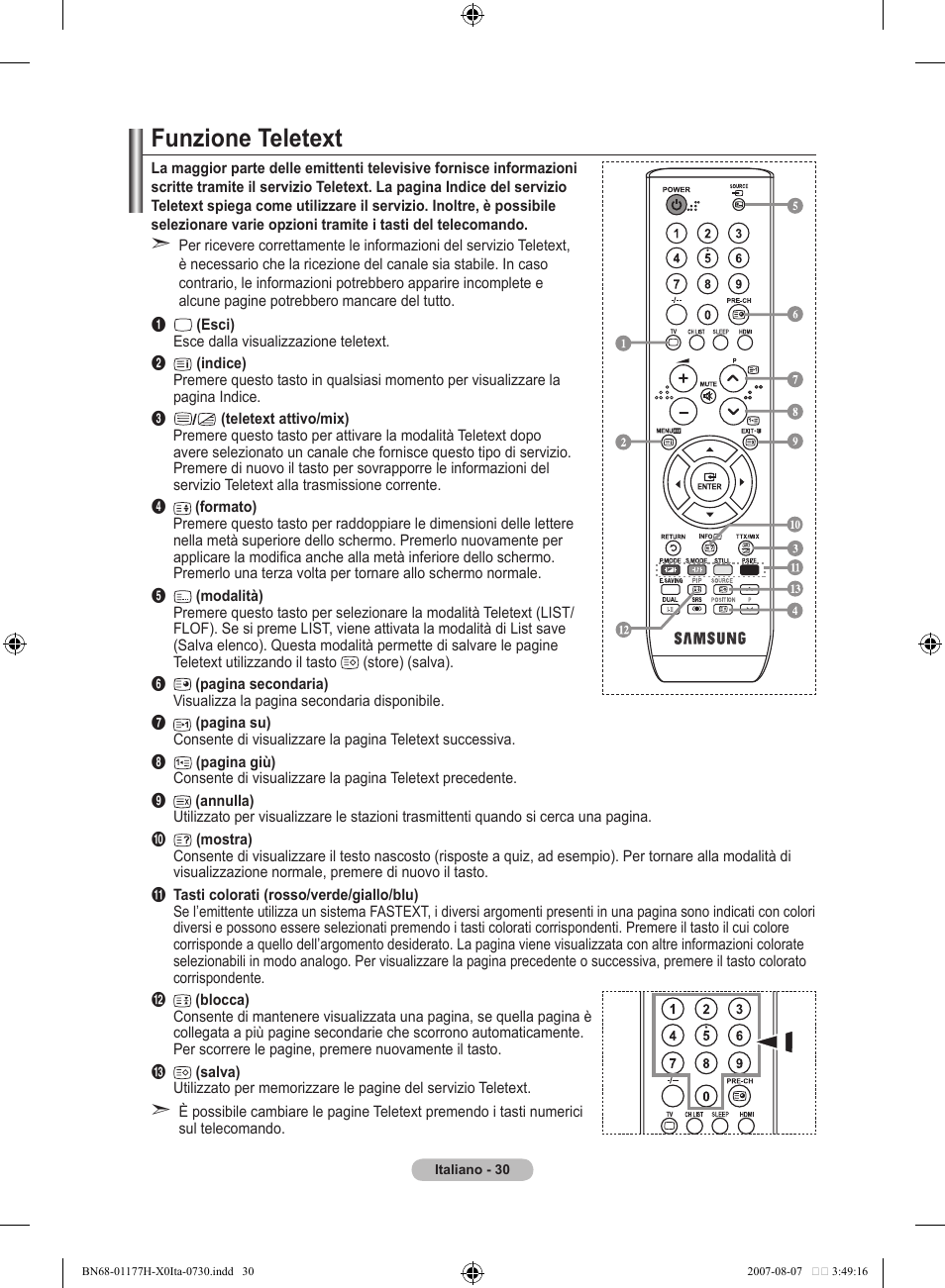 Funzione teletext | Samsung LE22S81B User Manual | Page 184 / 461