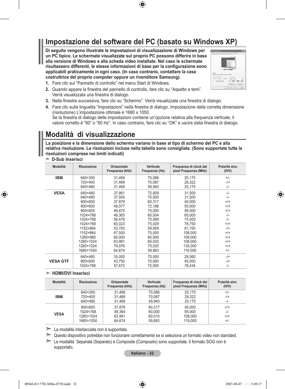 Modalità di visualizzazione | Samsung LE22S81B User Manual | Page 186 / 461