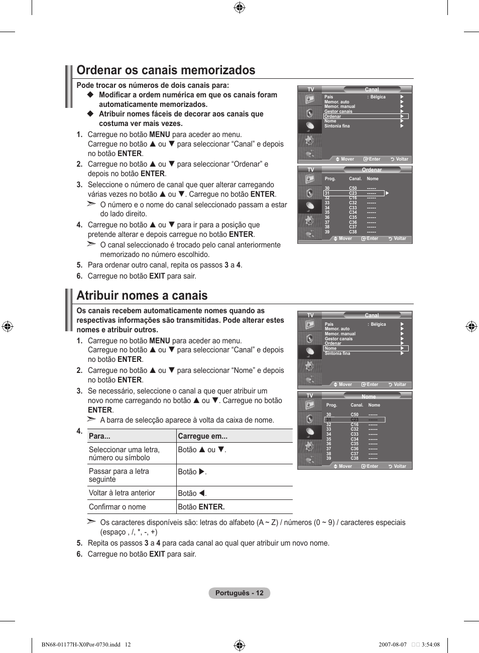 Atribuir nomes a canais | Samsung LE22S81B User Manual | Page 242 / 461