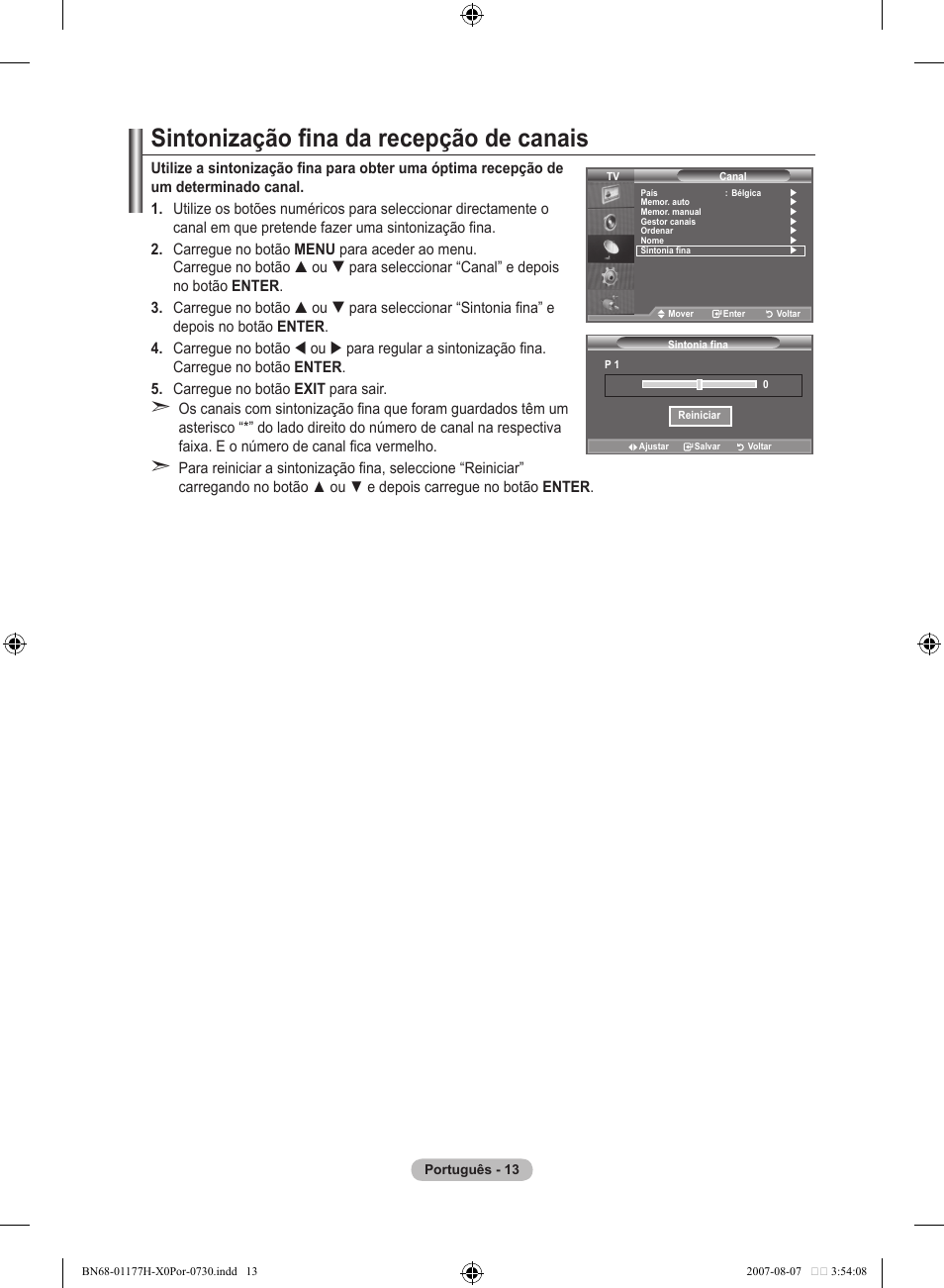 Sintonização fina da recepção de canais | Samsung LE22S81B User Manual | Page 243 / 461