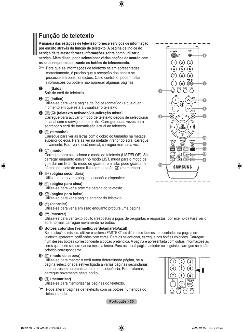 Função de teletexto | Samsung LE22S81B User Manual | Page 260 / 461