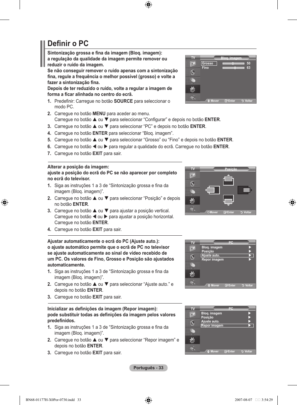 Definir o pc | Samsung LE22S81B User Manual | Page 263 / 461