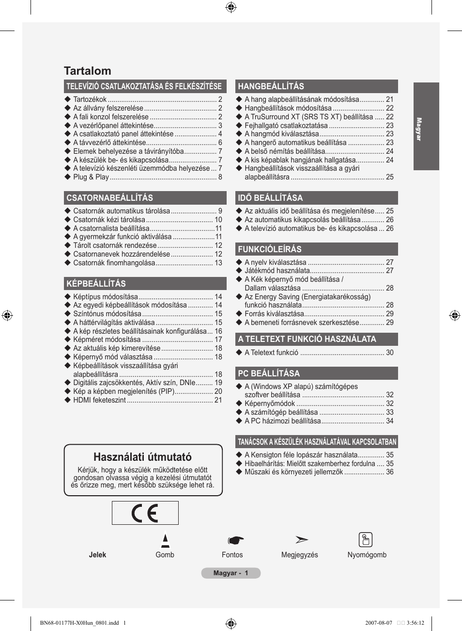 Tartalom, Használati útmutató | Samsung LE22S81B User Manual | Page 269 / 461