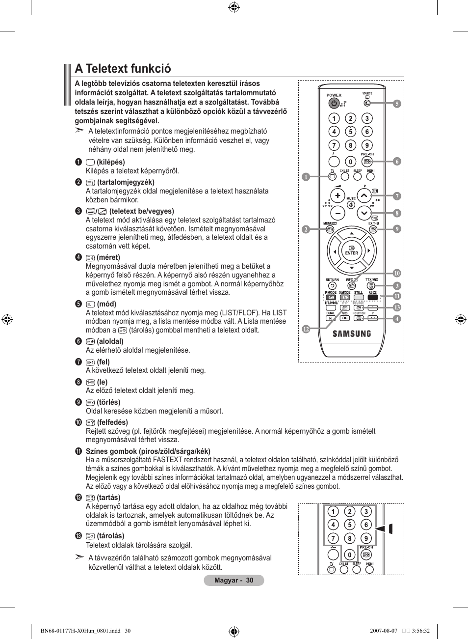 A teletext funkció | Samsung LE22S81B User Manual | Page 298 / 461