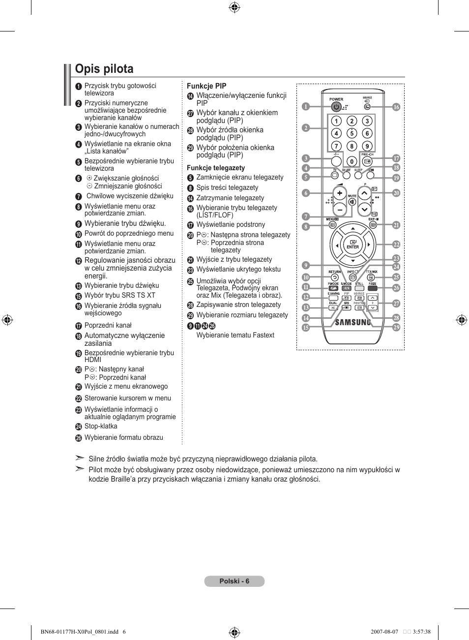 Opis pilota | Samsung LE22S81B User Manual | Page 312 / 461