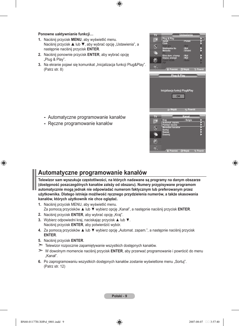 Automatyczne programowanie kanałów | Samsung LE22S81B User Manual | Page 315 / 461