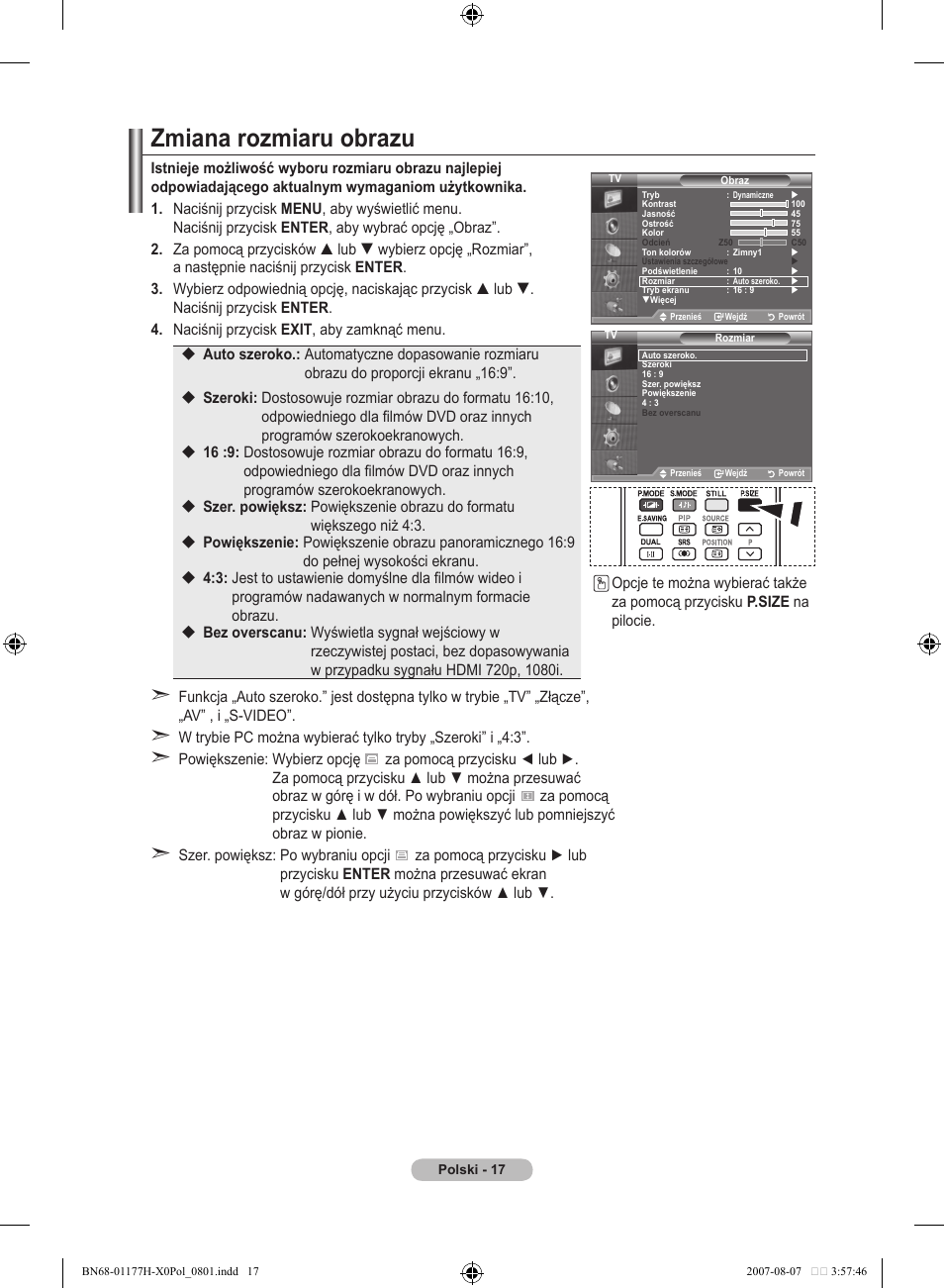 Zmiana rozmiaru obrazu | Samsung LE22S81B User Manual | Page 323 / 461