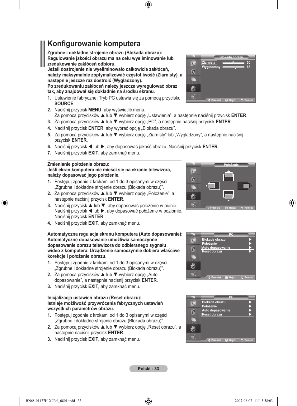 Konfigurowanie komputera | Samsung LE22S81B User Manual | Page 339 / 461