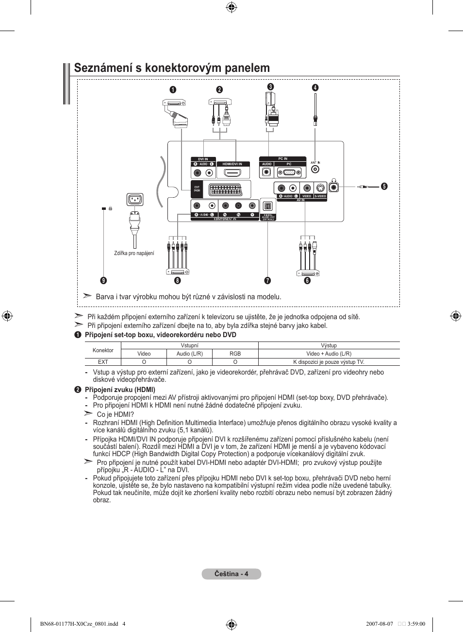 Seznámení s konektorovým panelem | Samsung LE22S81B User Manual | Page 348 / 461