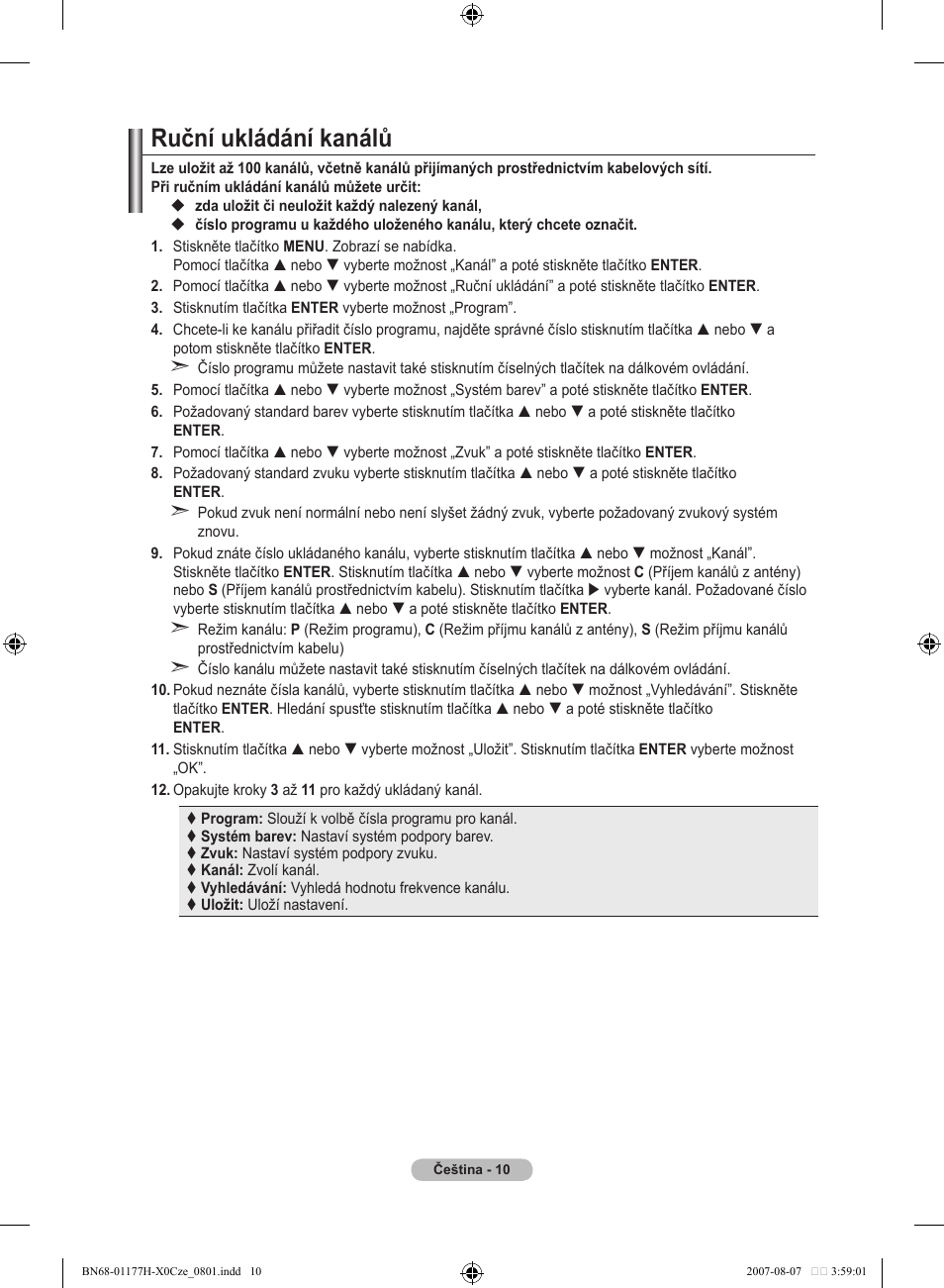 Ruční ukládání kanálů | Samsung LE22S81B User Manual | Page 354 / 461