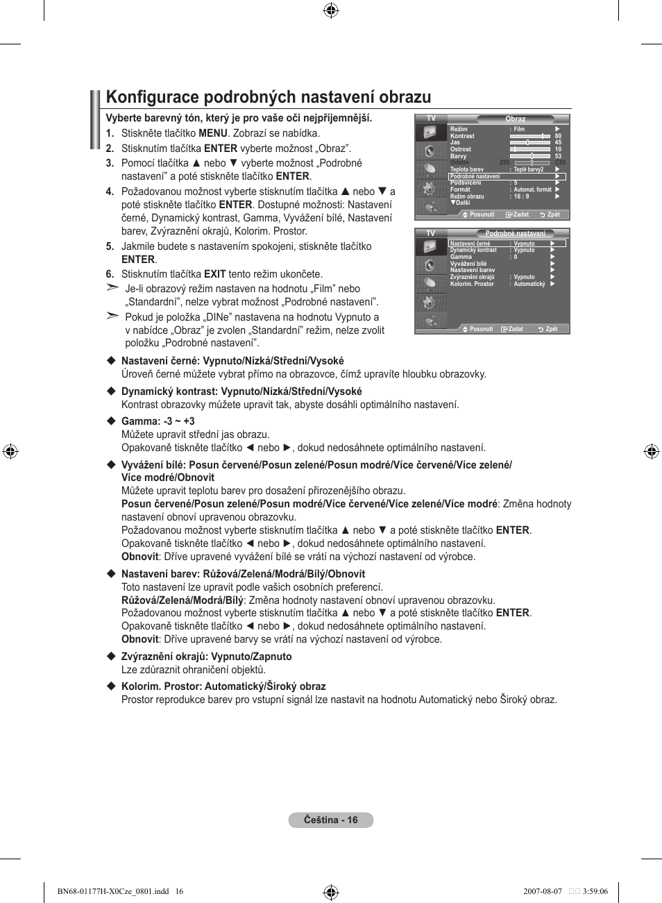 Konfigurace podrobných nastavení obrazu | Samsung LE22S81B User Manual | Page 360 / 461