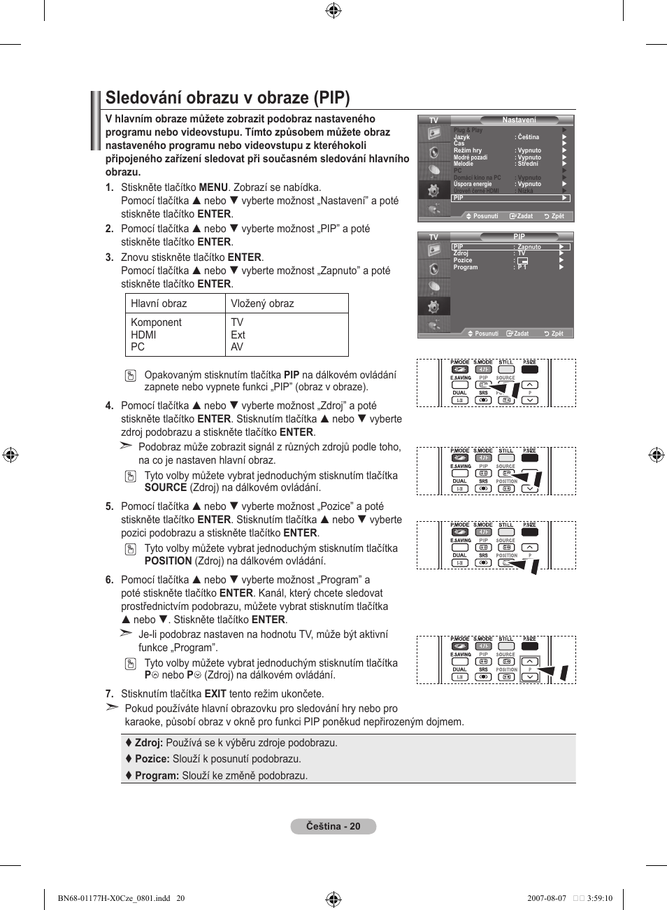 Sledování obrazu v obraze (pip) | Samsung LE22S81B User Manual | Page 364 / 461