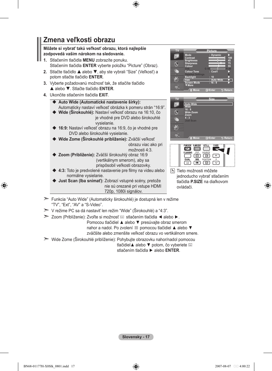 Zmena veľkosti obrazu | Samsung LE22S81B User Manual | Page 399 / 461