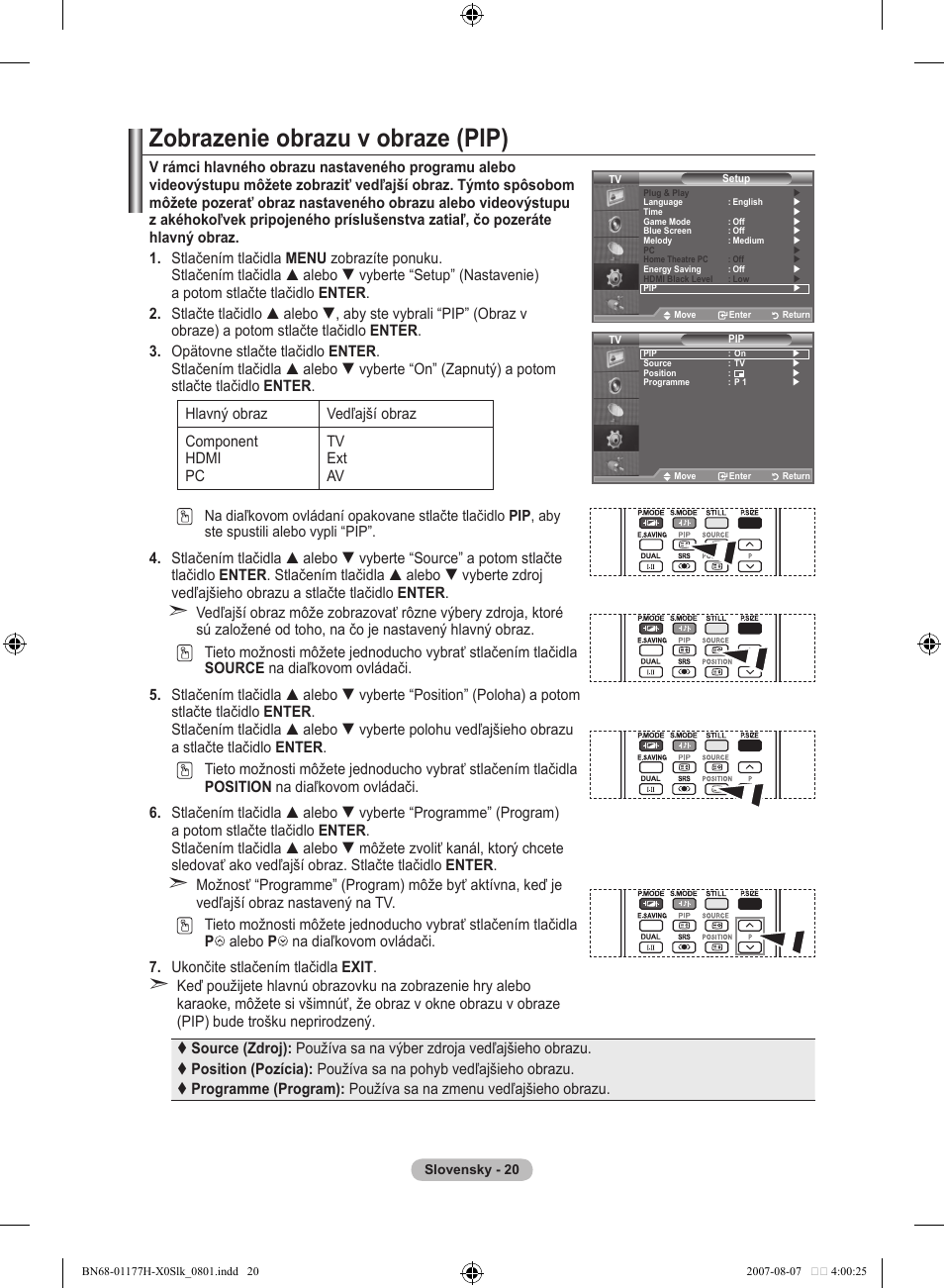 Zobrazenie obrazu v obraze (pip) | Samsung LE22S81B User Manual | Page 402 / 461