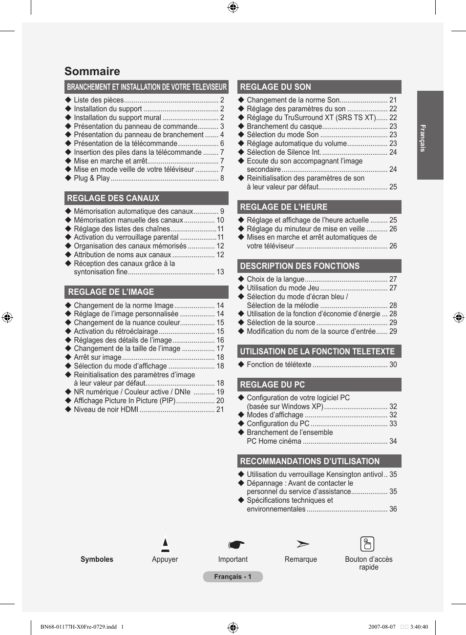 Sommaire | Samsung LE22S81B User Manual | Page 41 / 461