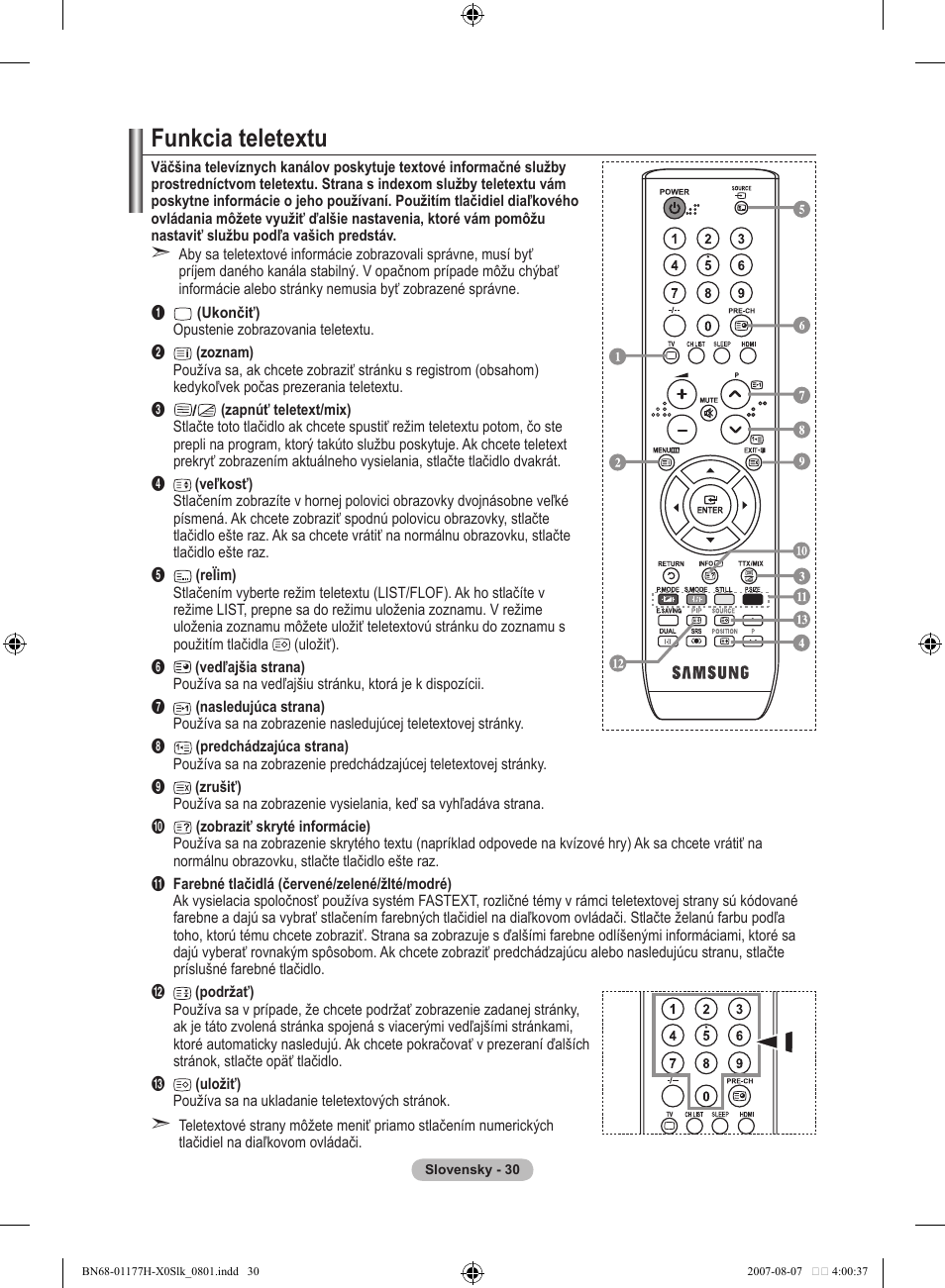 Funkcia teletextu | Samsung LE22S81B User Manual | Page 412 / 461