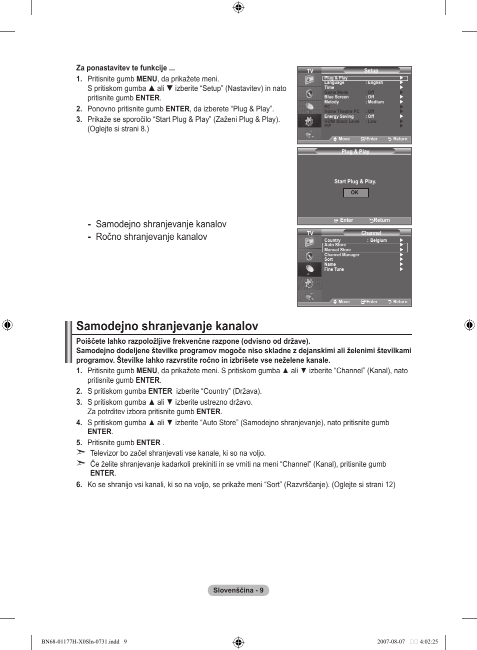 Samodejno shranjevanje kanalov | Samsung LE22S81B User Manual | Page 429 / 461