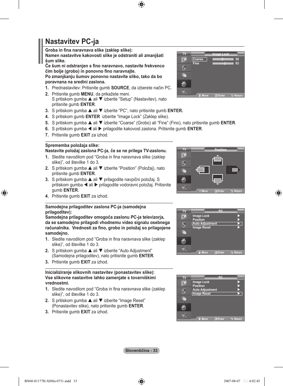 Nastavitev pc-ja | Samsung LE22S81B User Manual | Page 453 / 461