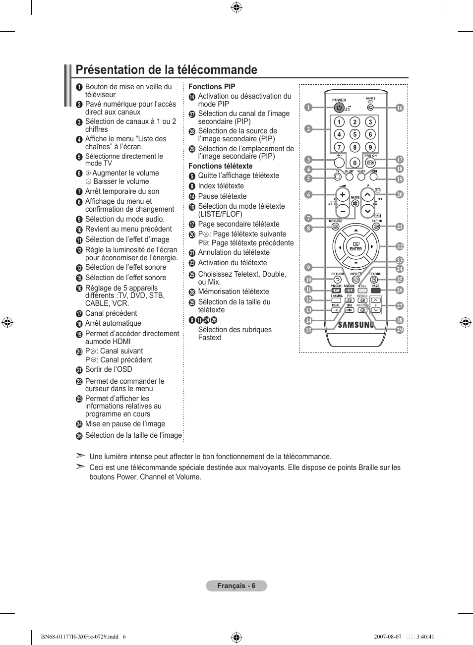 Présentation de la télécommande | Samsung LE22S81B User Manual | Page 46 / 461