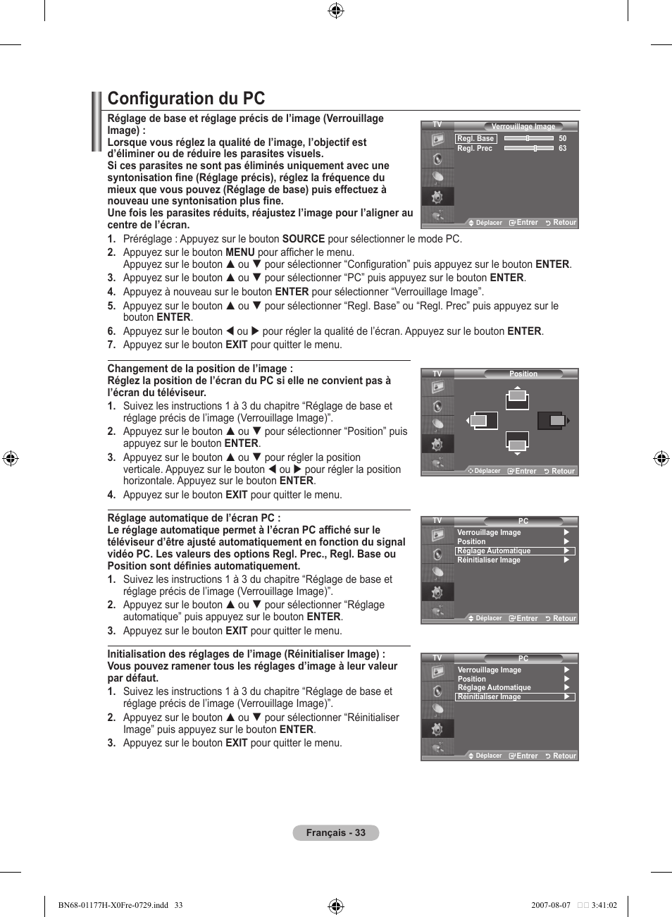 Configuration du pc | Samsung LE22S81B User Manual | Page 73 / 461