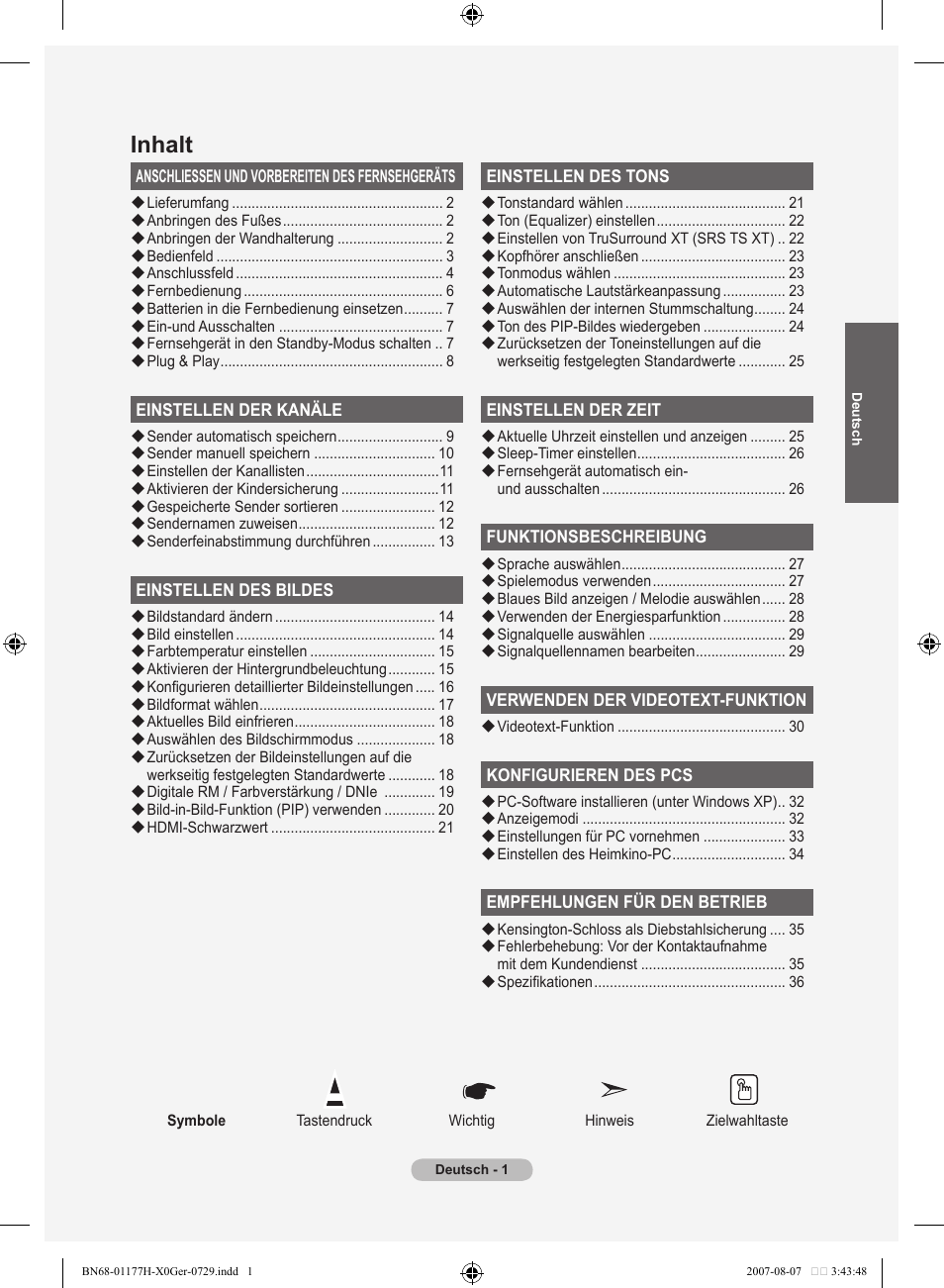 Inhalt | Samsung LE22S81B User Manual | Page 79 / 461