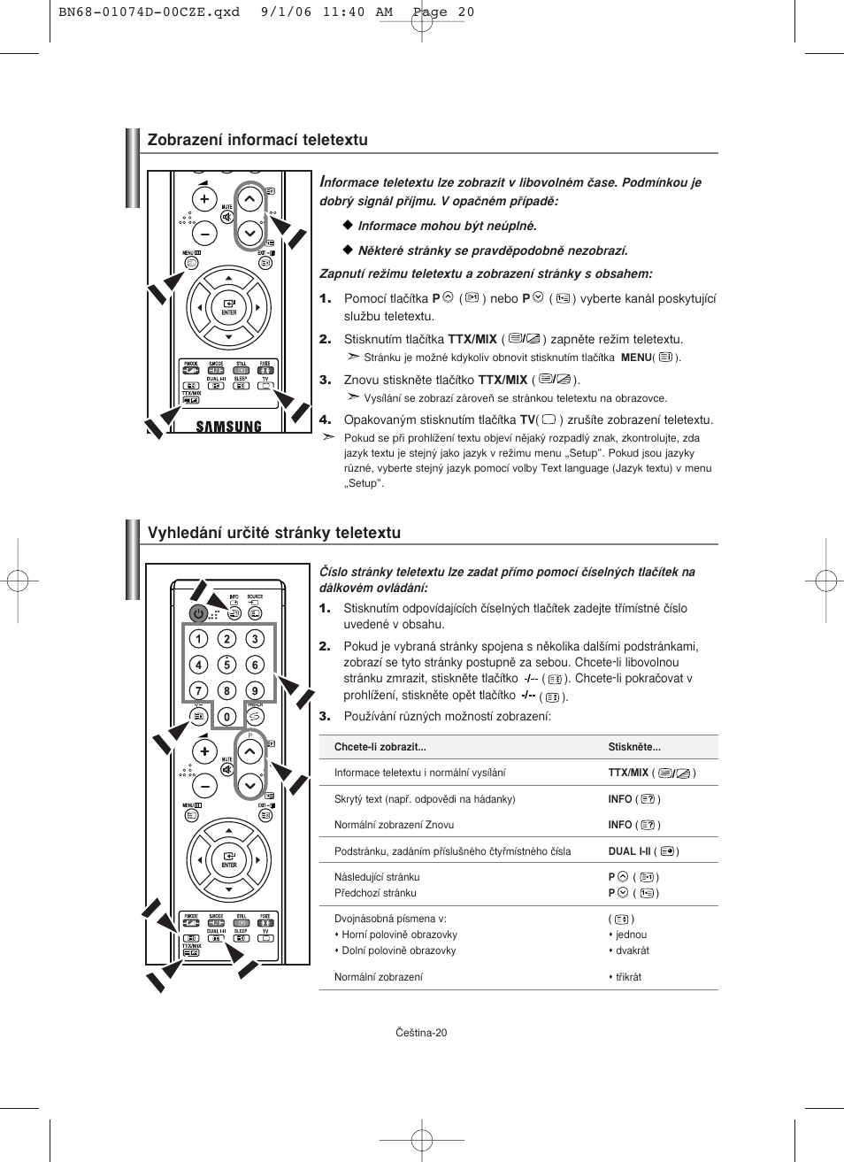 Vyhledání urãité stránky teletextu i, Zobrazení informací teletextu | Samsung LE19R71W User Manual | Page 197 / 203