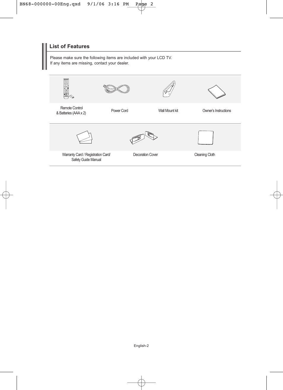 Connecting and preparing your tv, List of features | Samsung LE19R71W User Manual | Page 4 / 203