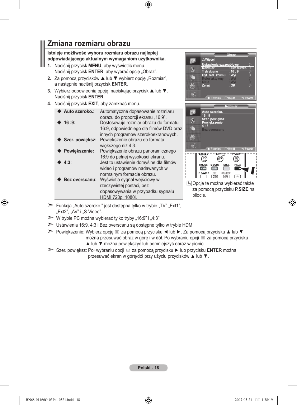Zmiana rozmiaru obrazu | Samsung LE23R81B User Manual | Page 326 / 463
